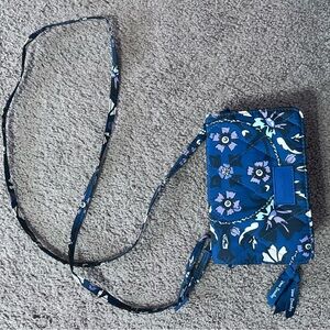 Vera Bradley Blue Floral Quilted Crossbody Wallet